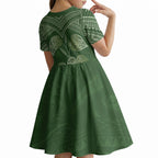 Green New Zealand Kawakawa Maori Ngaru Kid Short Sleeve Dress