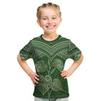 Green New Zealand Kawakawa Maori Ngaru Kid T Shirt