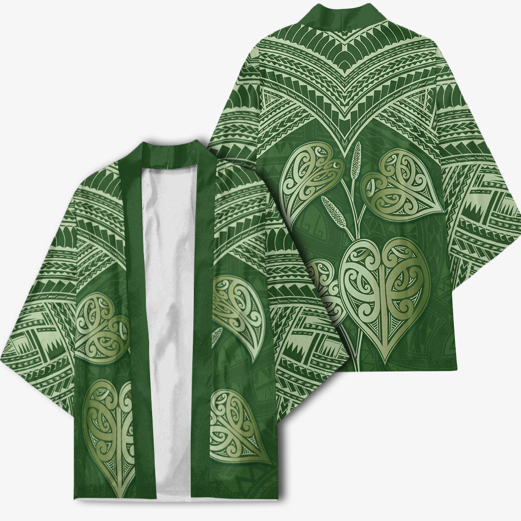 Green New Zealand Kawakawa Maori Ngaru Kimono