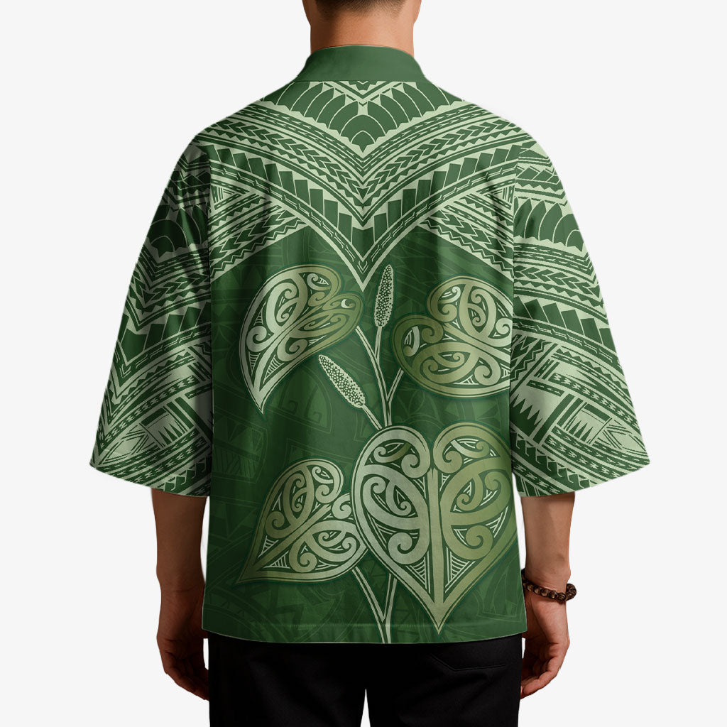 Green New Zealand Kawakawa Maori Ngaru Kimono