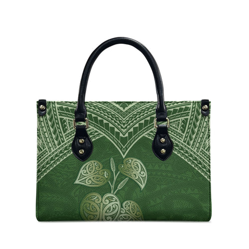 Green New Zealand Kawakawa Maori Ngaru Leather Bag