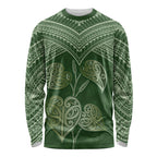 Green New Zealand Kawakawa Maori Ngaru Long Sleeve Shirt