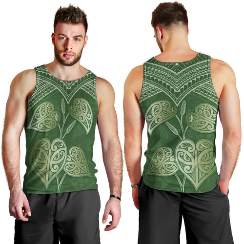 Green New Zealand Kawakawa Maori Ngaru Men Tank Top