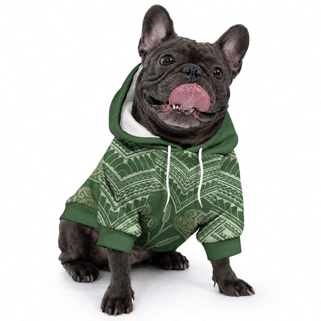Green New Zealand Kawakawa Maori Ngaru Pet Hoodie