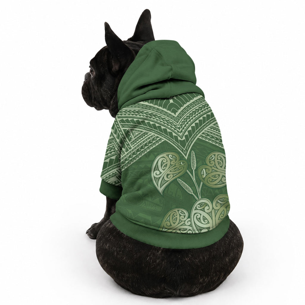 Green New Zealand Kawakawa Maori Ngaru Pet Hoodie