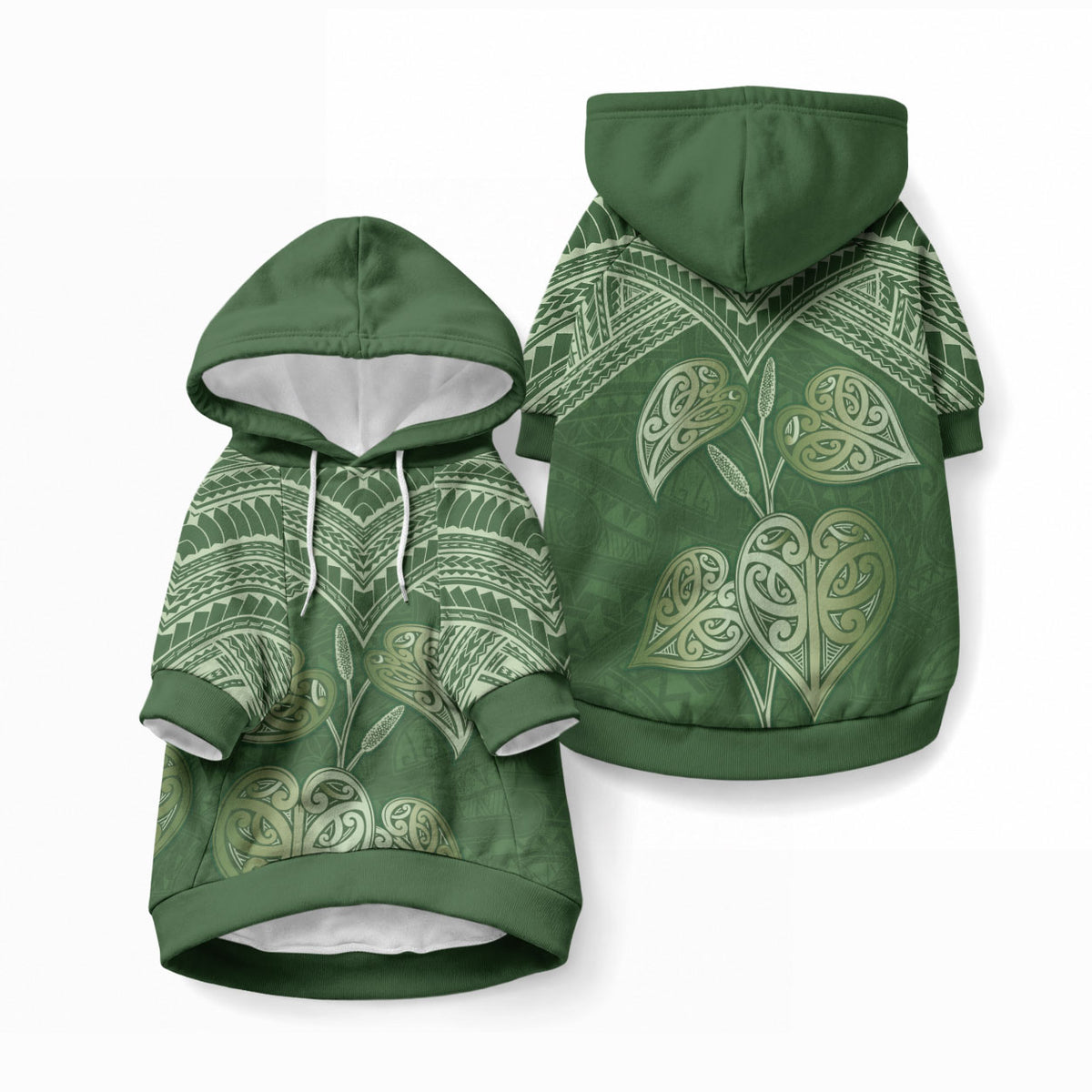 Green New Zealand Kawakawa Maori Ngaru Pet Hoodie