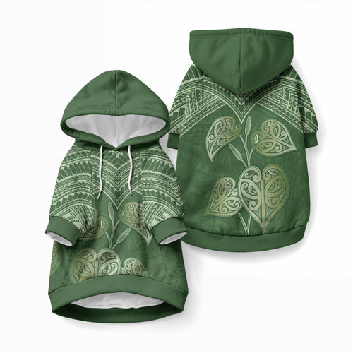 Green New Zealand Kawakawa Maori Ngaru Pet Hoodie