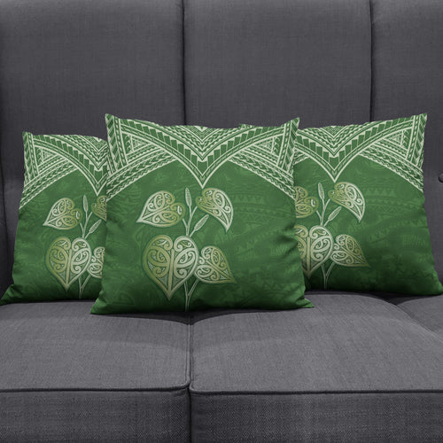 Green New Zealand Kawakawa Maori Ngaru Pillow Cover