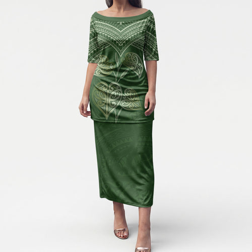 Green New Zealand Kawakawa Maori Ngaru Puletasi