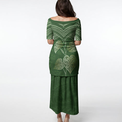 Green New Zealand Kawakawa Maori Ngaru Puletasi