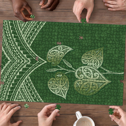 Green New Zealand Kawakawa Maori Ngaru Puzzle