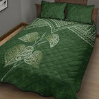 Green New Zealand Kawakawa Maori Ngaru Quilt Bed Set
