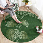 Green New Zealand Kawakawa Maori Ngaru Round Carpet