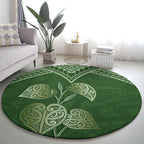 Green New Zealand Kawakawa Maori Ngaru Round Carpet
