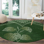 Green New Zealand Kawakawa Maori Ngaru Round Carpet