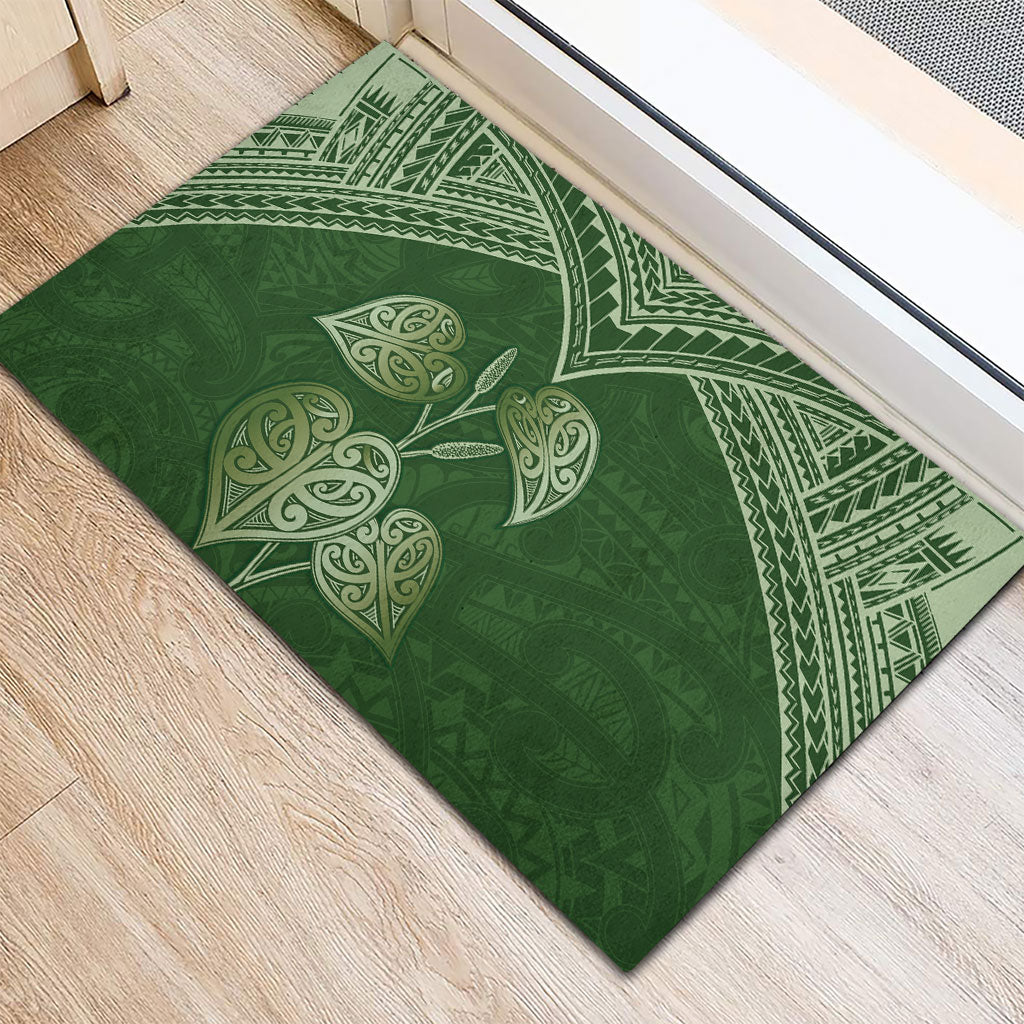 Green New Zealand Kawakawa Maori Ngaru Rubber Doormat