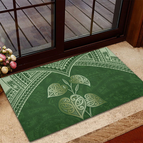 Green New Zealand Kawakawa Maori Ngaru Rubber Doormat