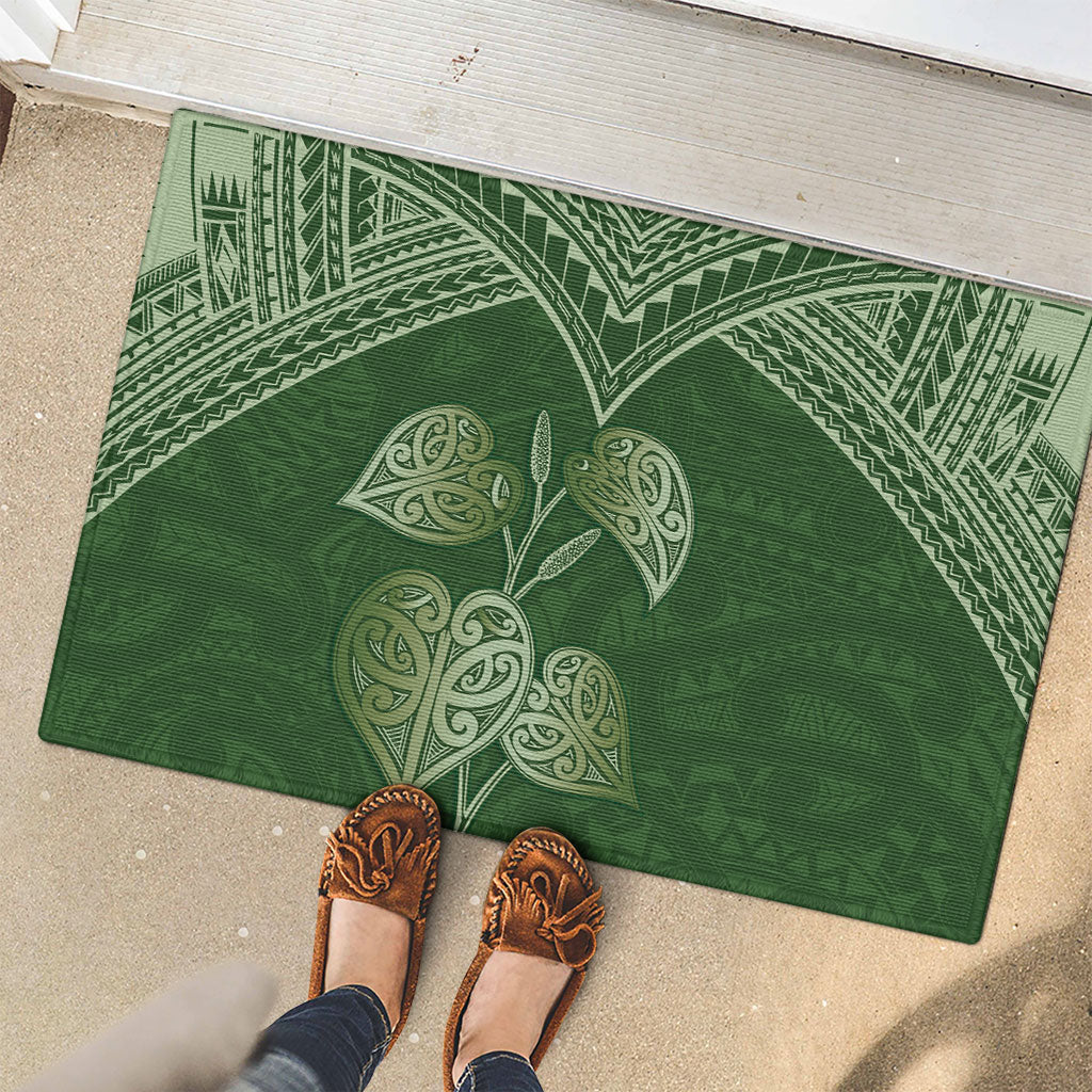Green New Zealand Kawakawa Maori Ngaru Rubber Doormat