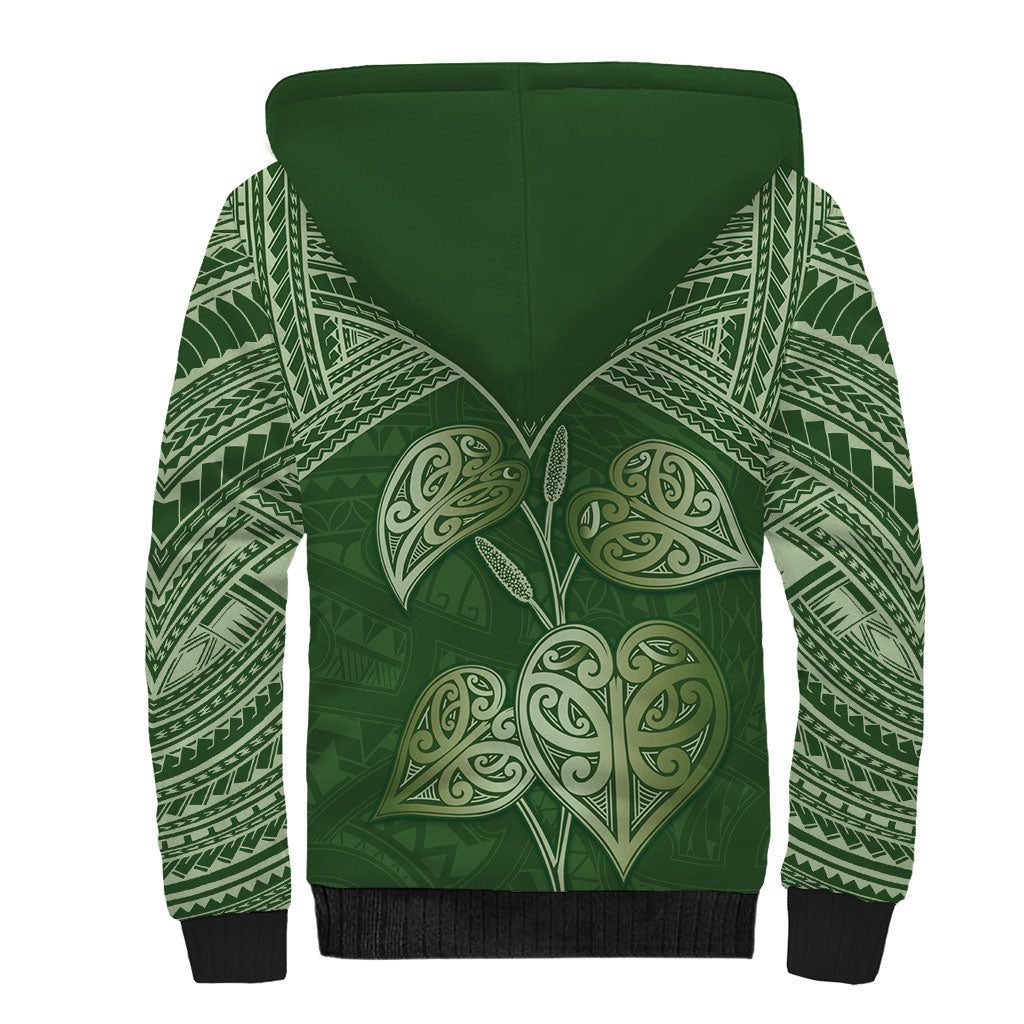 Green New Zealand Kawakawa Maori Ngaru Sherpa Hoodie