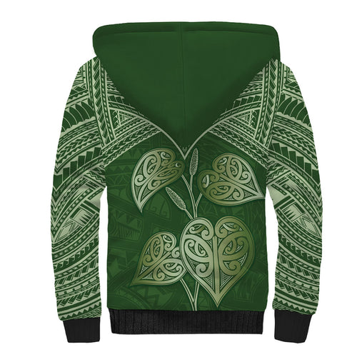 Green New Zealand Kawakawa Maori Ngaru Sherpa Hoodie
