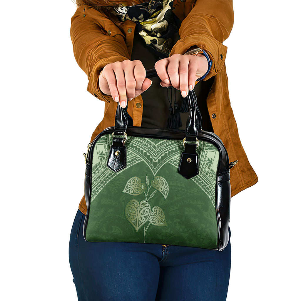 Green New Zealand Kawakawa Maori Ngaru Shoulder Handbag