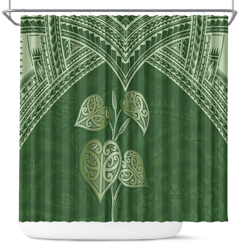 Green New Zealand Kawakawa Maori Ngaru Shower Curtain