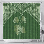 Green New Zealand Kawakawa Maori Ngaru Shower Curtain