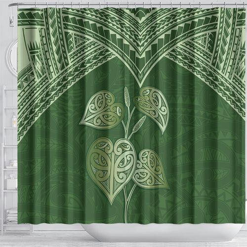 Green New Zealand Kawakawa Maori Ngaru Shower Curtain