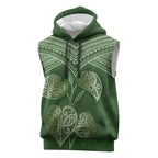 Green New Zealand Kawakawa Maori Ngaru Sleeveless Hoodie