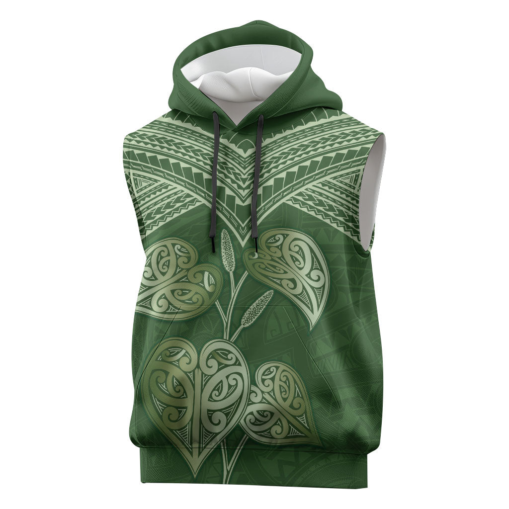Green New Zealand Kawakawa Maori Ngaru Sleeveless Hoodie