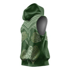 Green New Zealand Kawakawa Maori Ngaru Sleeveless Hoodie