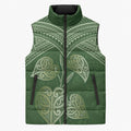 Green New Zealand Kawakawa Maori Ngaru Sleeveless Puffer Jacket