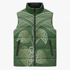 Green New Zealand Kawakawa Maori Ngaru Sleeveless Puffer Jacket