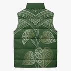 Green New Zealand Kawakawa Maori Ngaru Sleeveless Puffer Jacket