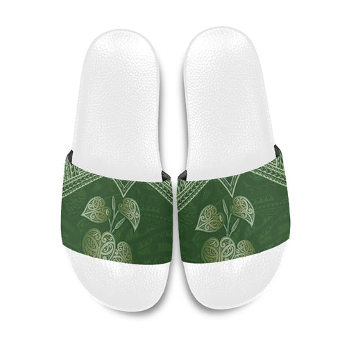 Green New Zealand Kawakawa Maori Ngaru Slide Sandals