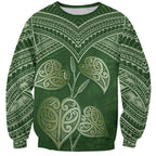 Green New Zealand Kawakawa Maori Ngaru Sweatshirt