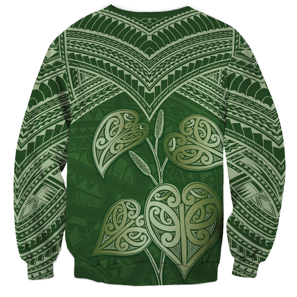 Green New Zealand Kawakawa Maori Ngaru Sweatshirt