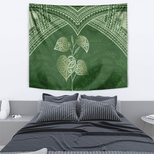 Green New Zealand Kawakawa Maori Ngaru Tapestry