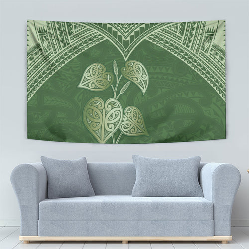 Green New Zealand Kawakawa Maori Ngaru Tapestry