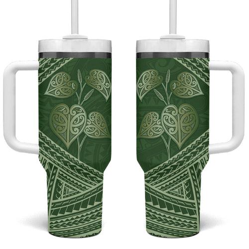Green New Zealand Kawakawa Maori Ngaru Tumbler With Handle