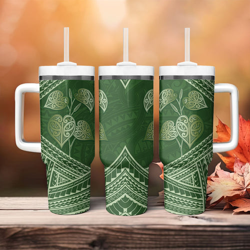 Green New Zealand Kawakawa Maori Ngaru Tumbler With Handle