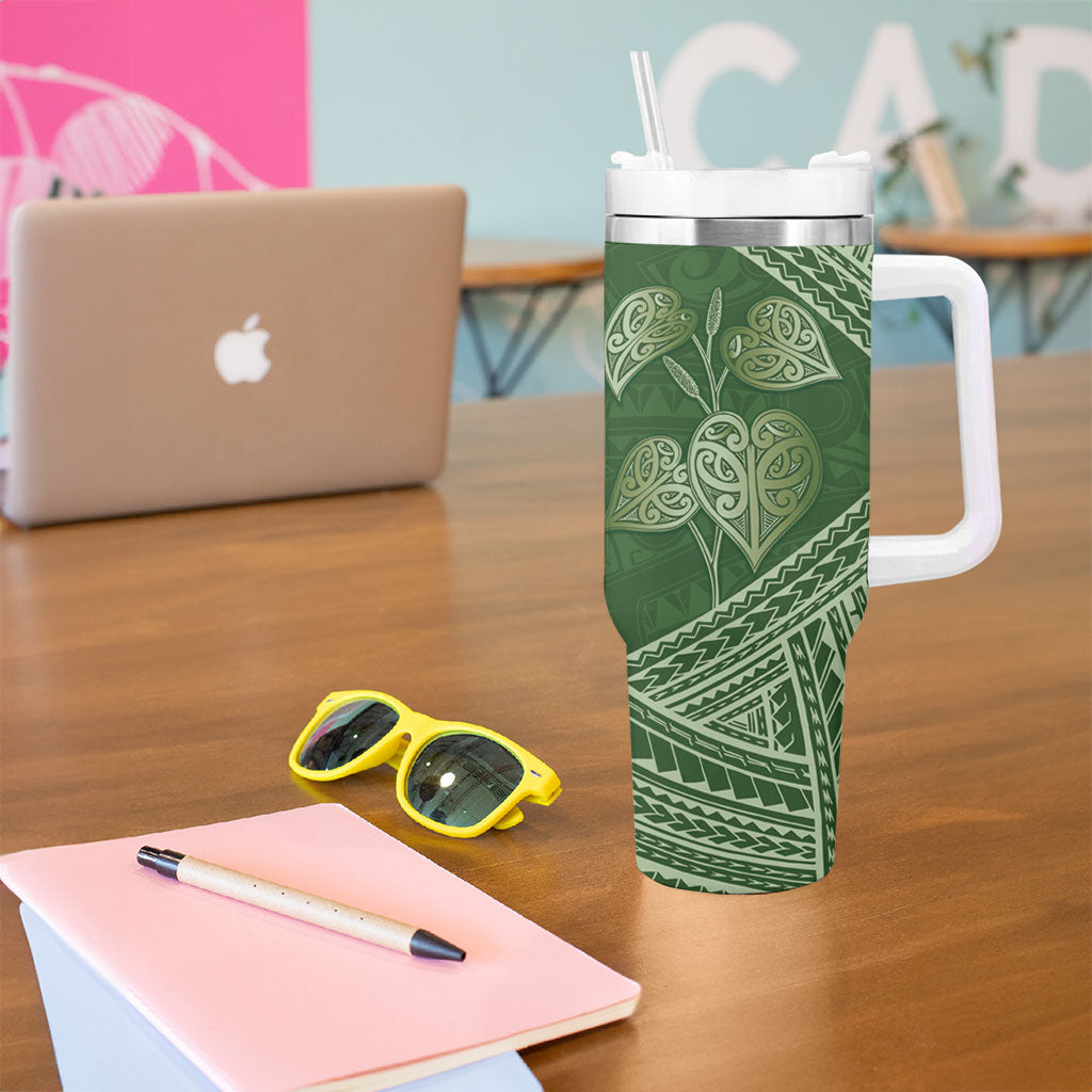 Green New Zealand Kawakawa Maori Ngaru Tumbler With Handle