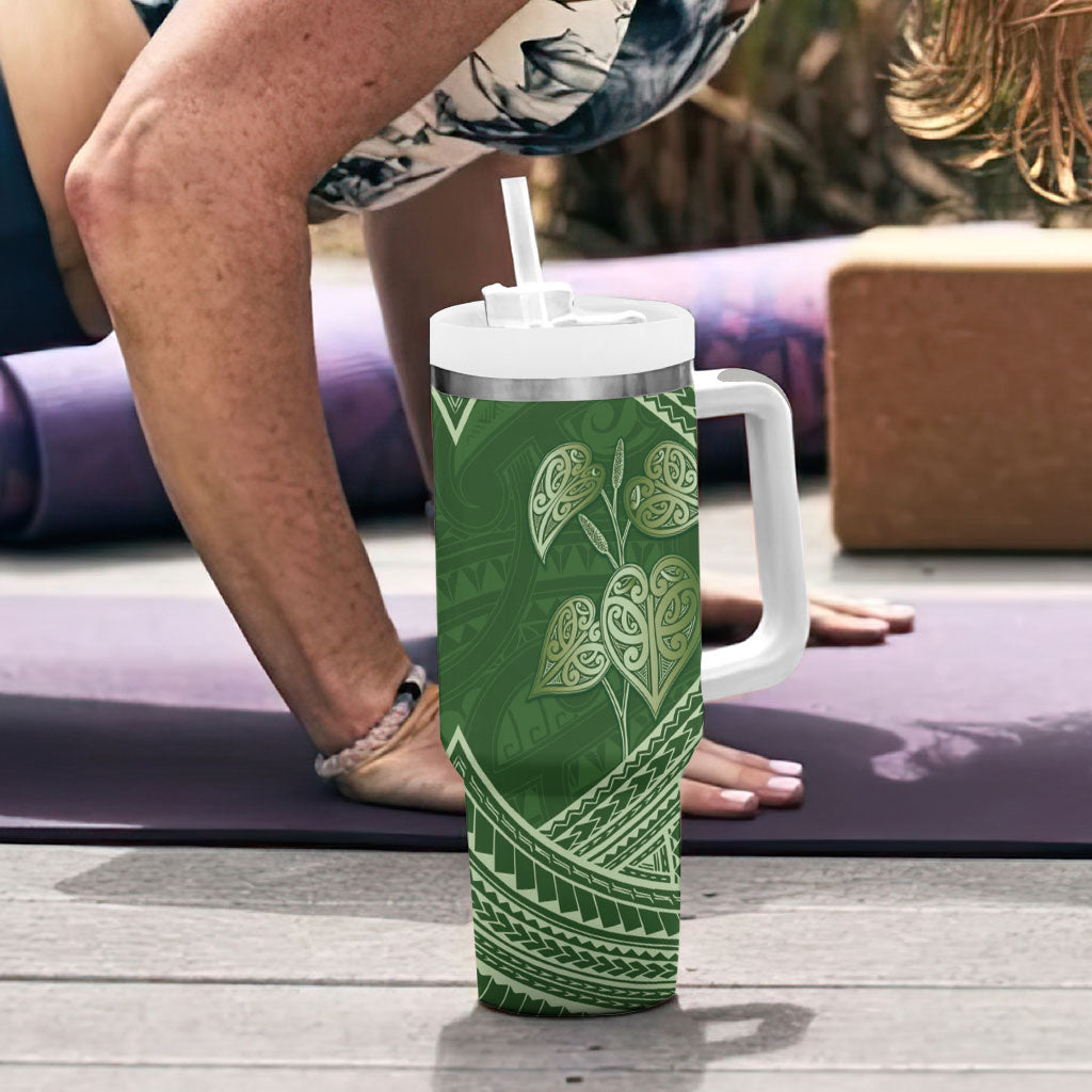 Green New Zealand Kawakawa Maori Ngaru Tumbler With Handle