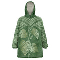 Green New Zealand Kawakawa Maori Ngaru Wearable Blanket Hoodie