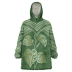 Green New Zealand Kawakawa Maori Ngaru Wearable Blanket Hoodie
