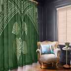 Green New Zealand Kawakawa Maori Ngaru Window Curtain