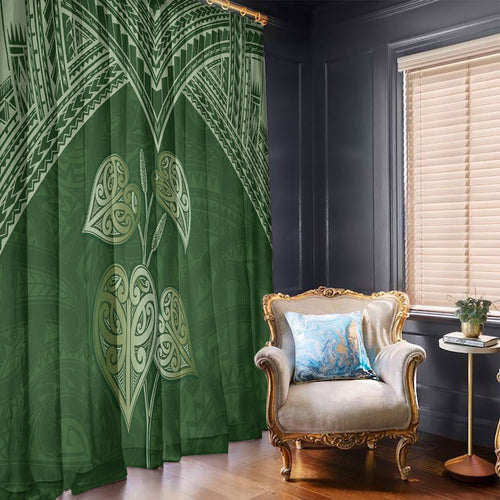 Green New Zealand Kawakawa Maori Ngaru Window Curtain