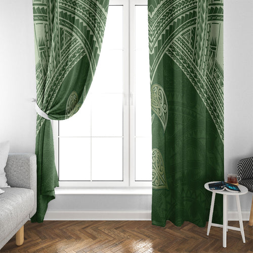 Green New Zealand Kawakawa Maori Ngaru Window Curtain