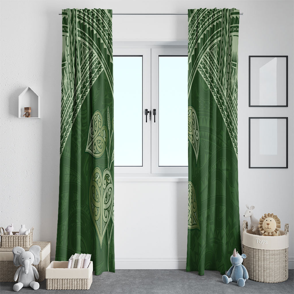 Green New Zealand Kawakawa Maori Ngaru Window Curtain