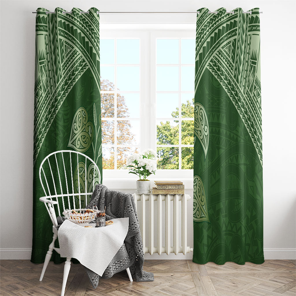 Green New Zealand Kawakawa Maori Ngaru Window Curtain